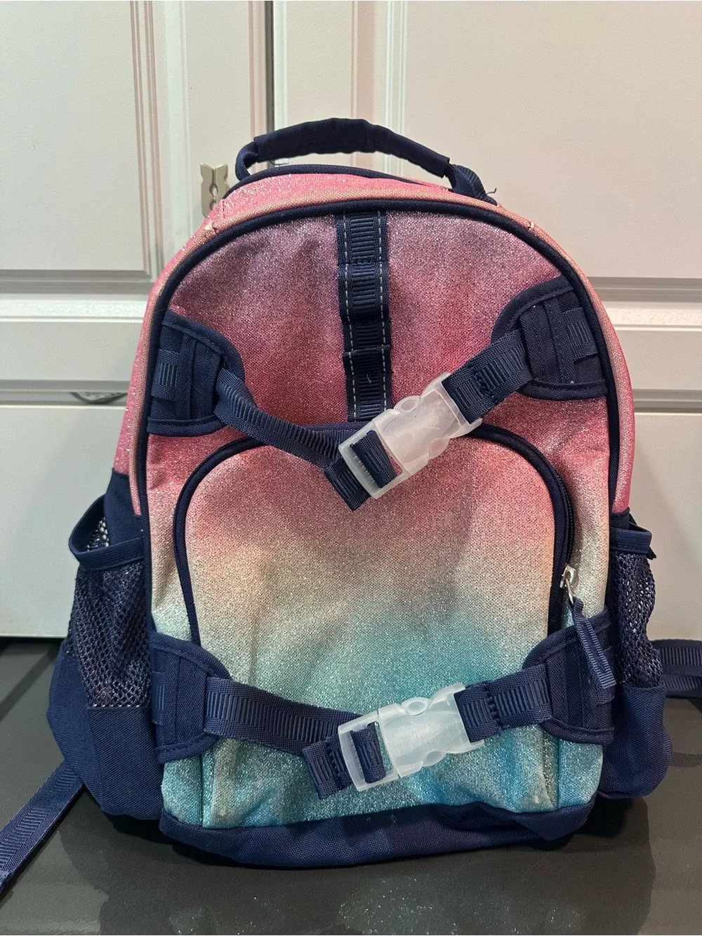 Pottery Barn Glitter Rainbow Ombre Small Mackenzie Backpack